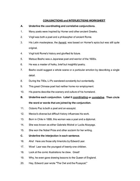 answer key interjections worksheets  answers thekidsworksheet