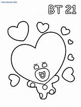 Bt21 Coloring Pages Tata Printable Characters Wonder Bt Baby sketch template