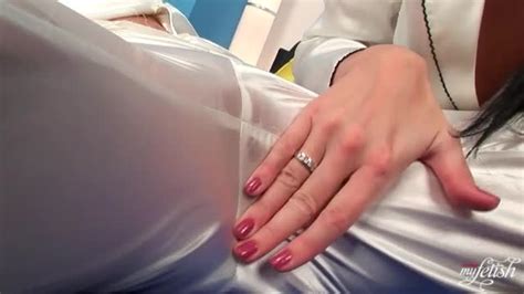 shiny white satin pajamas on beautiful women porn tube