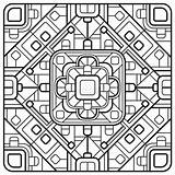Mandala Round Beautiful Book Square Coloring Geometric Contour Thick Pattern Background Ornamental Tile Stock sketch template