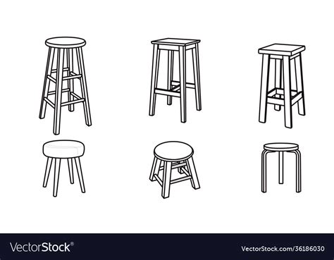 black  white stool set royalty  vector image