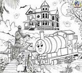 Thomas Coloring Train Pages Halloween Kids Sheets Percy Printable Activity Engine October Friends Tank Swamp Activities Diesel Haunted Toys Games sketch template