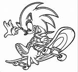 Sonic Skateboarding Coloring Pages Printable Hedgehog Categories Drawing sketch template