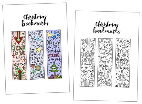 coloring christmas bookmarks  printable daydream  reality