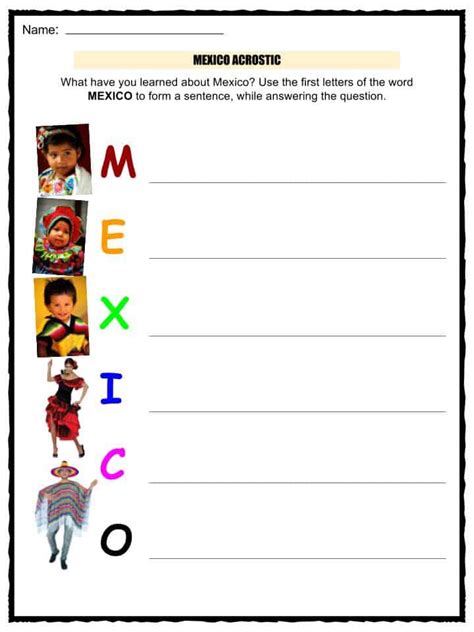 mexico facts worksheets  kids history natural world cultures