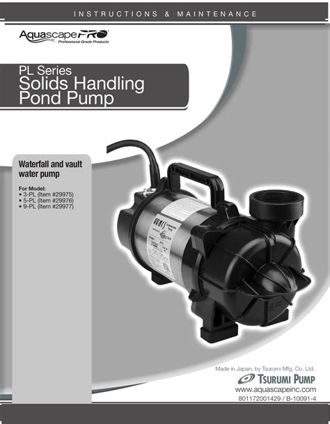 tsurumi pump pl series instructions maintenance   manualslib
