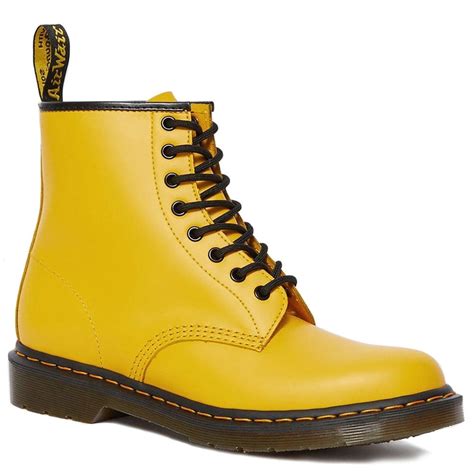 dr martens  unisex leather  eyelet ankle boots yellow
