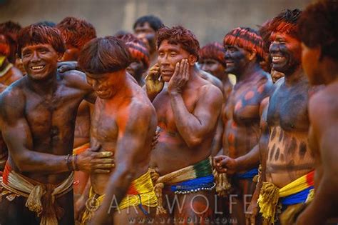 wrestlers at kwarup ceremony upper xingu indians