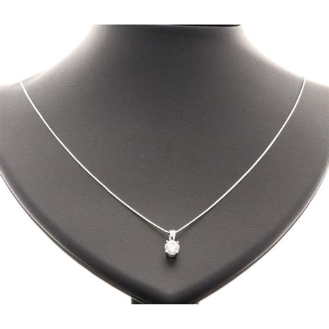 ct single stone diamond pendant   ct white snake chain