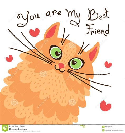 Red Cat You Are My Best Friend Card With Sweet Ginger