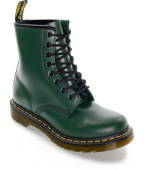 dr martens  green smooth boots  zumiez pdp