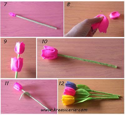 tutorial  membuat bunga tulip  kain flanel