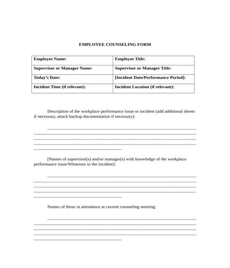 employee counseling form  word eforms vrogue