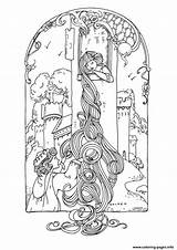 Coloring Rapunzel Pages Fairy Adult Tales Printable Adults Fairytale Book Sheet Colouring Color Print Other Sheets Raiponce Endless Blond Her sketch template