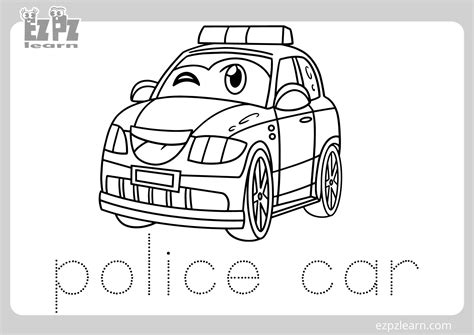 police car coloring page  kids    ezpzlearncom