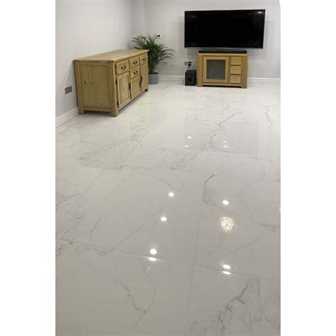 carrara white marble effect polished floor tile tiles  tile mountain