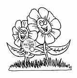 Cartoon Flower Coloring Flowers Kids Pages Two Drawing Printables Tumblr Colouring Easy Step Wuppsy Drawings Getdrawings Tags Clipartmag Find sketch template