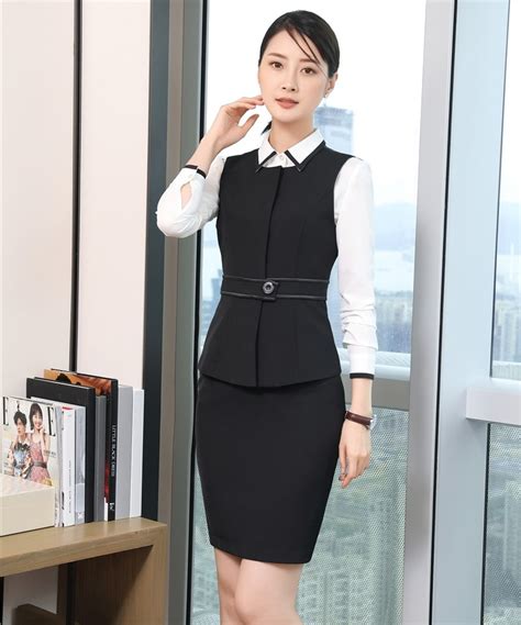 formal women business suits with 2 piece skirt and top
