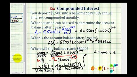 compounded interest  logarithms youtube