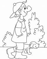 Coloring Walking Boy Pages Puppy Walker Park Kids sketch template