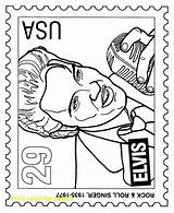 Elvis Coloring Presley Pages Stamp Sheets Printable Color Postage Activity Stamps Colouring Drawing Adult Postal Printables Kids Book Kleurplaat Print sketch template