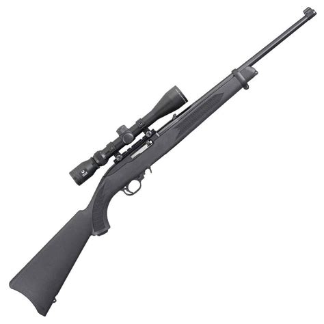 ruger  carbine scoped black semi automatic rifle  long rifle black sportsmans