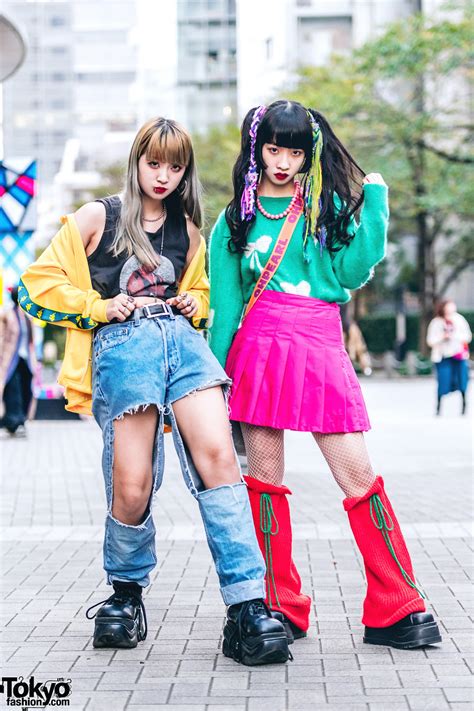 Tokyo Girls Colorful Street Styles W Rainbow Hair Falls Peco Club