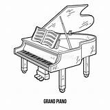 Piano Musical Grand Coloring Instruments Music Book Keyboard Drawing Illustration Vector sketch template
