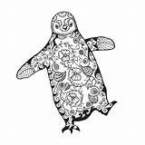 Penguin Coloring Pages Adult Mandala Cute Omalovánky Antistress Patterned Animal Tribal Colouring Royalty Animals Do Antistresové Zentangle Drawn Hand Colour sketch template