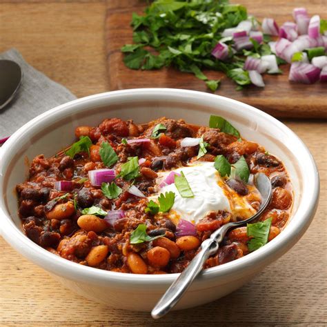 bean beef slow cooked chili recipe taste  home