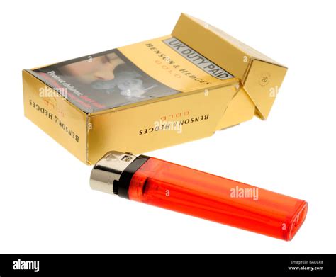 packet   benson hedges cigarettes  disposable lighter stock photo alamy