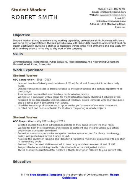 working student resume   sample high school cv templates  ms