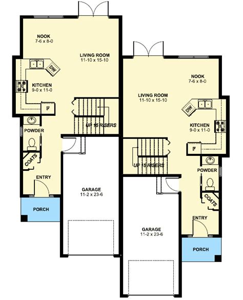duplex house plan   small narrow lot mg  floor master suite cad