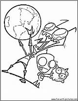 Zim Invader Gir Printable Nickelodeon Library Outline sketch template