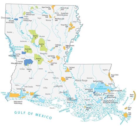 louisiana state map places  landmarks gis geography