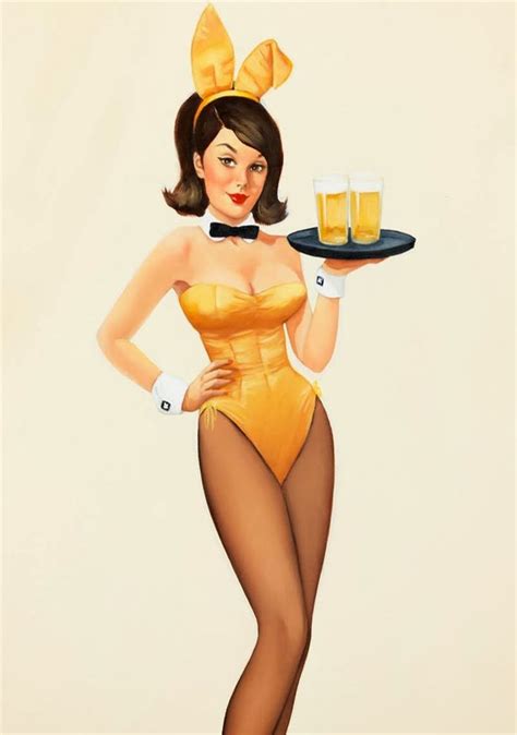 Bunny Waitress Pin Up Girl Pop Map Poster Classic Vintage