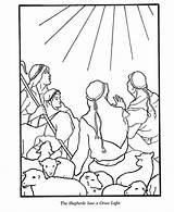 Coloring Shepherds Nativity Sketch Sheep Telling Wisemen sketch template