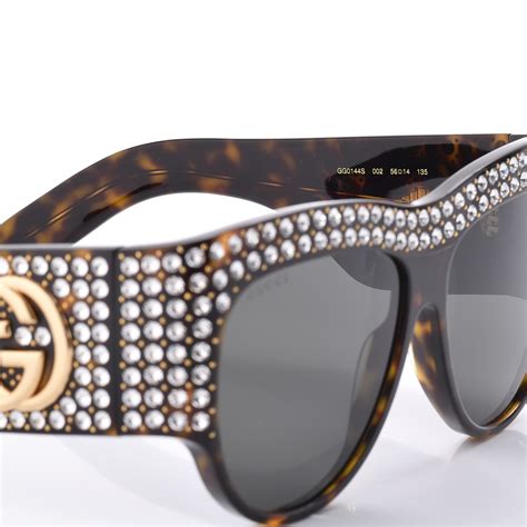 gucci acetate crystal oversize hollywood forever sunglasses gg0144s