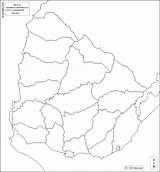 Uruguay Departamentos Blanco Mudo Contornos República Fronteras Carreteras Plantilla sketch template