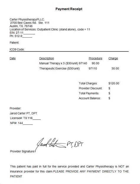 doctor receipt templates excel word apple pages