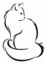 Outline Cat Drawing Cute Clipartmag Anime sketch template