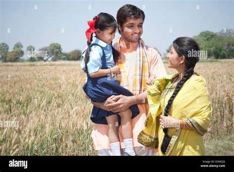 indian farmer family standing  res stock photography  images alamy