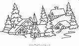 Coloriage Montagne Chalets Dessin Paysage рисунки Villages Riscos Weihnachten sketch template