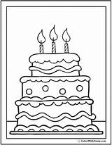 Cake Birthday Coloring Pages Candles Tiers Printables Tiered sketch template