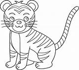Tiger Cute Clipart Clip Baby Coloring Abc Cliparts Pages Animals Bw Head Kids Printable Colorable Cartoon Outline Others Wikiclipart Line sketch template