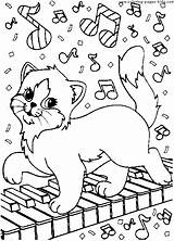Coloring Pages Cat Printable Animal Color Cats Kids Sheets Playing Piano Colouring Print Music Frank Lisa Kitten Kleurplaat Cute Musical sketch template