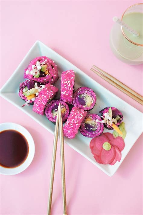 pink sushi with juniper wood kitchen vegan sushi sushi recipes sushi