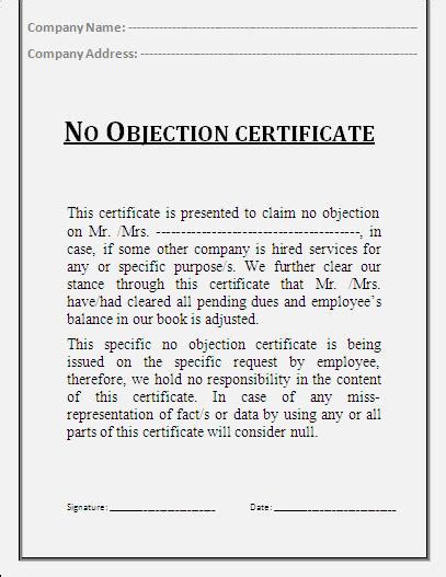 objection certificate template professional word templates