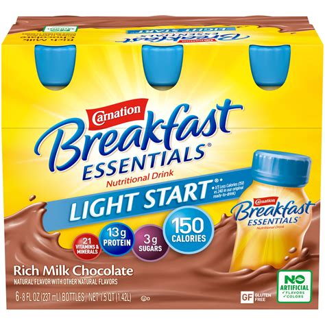 carnation breakfast essentials light start rich milk chocolate   fl