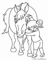 Coloring Horseback Equitation Ausmalen Pferd Pferde Maedchen Hugging Stall Umarmt sketch template